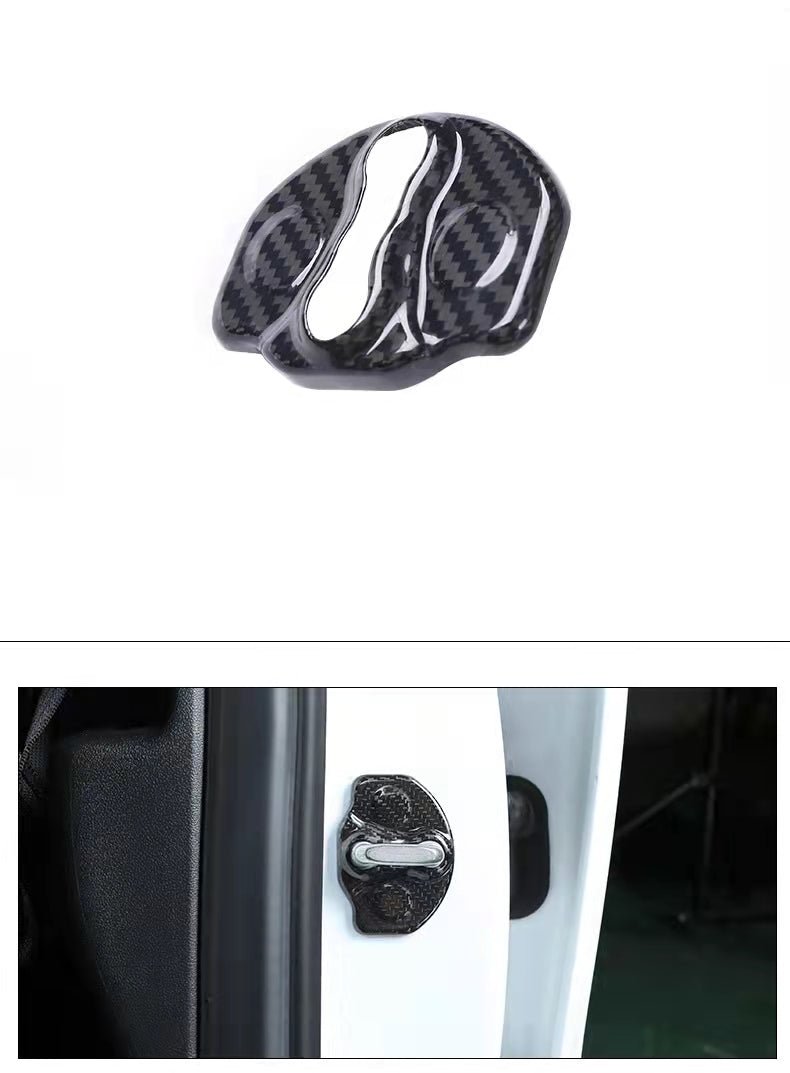 Real Dry Carbon Fiber Door Lock Cover for Tesla Model 3 & Model Y