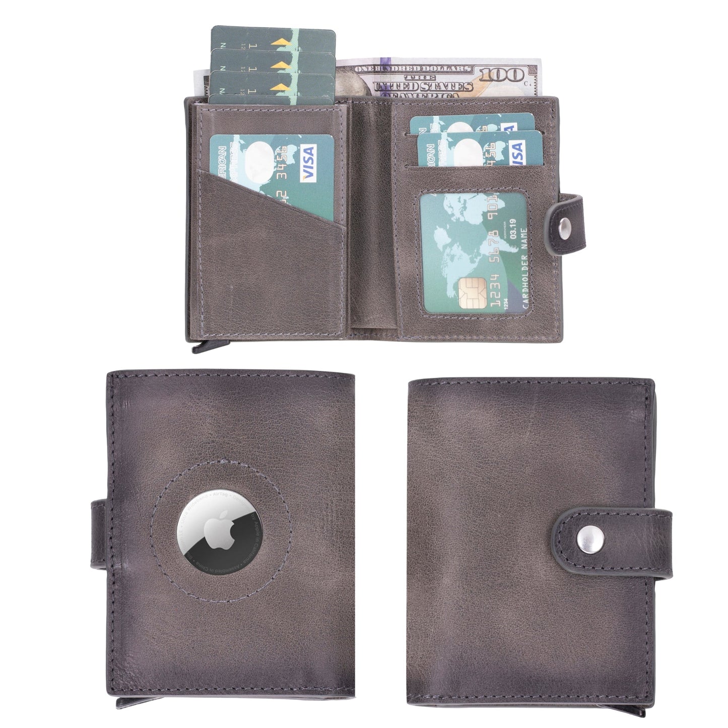 Douglas Genuine Leather Pop-Up Wallet with AirTag Slot - RFID Blocking Cardholder