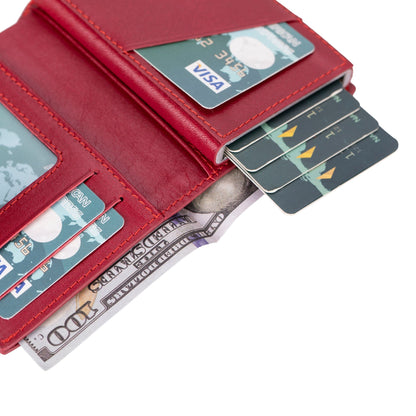 Douglas Genuine Leather Pop-Up Wallet with AirTag Slot - RFID Blocking Cardholder