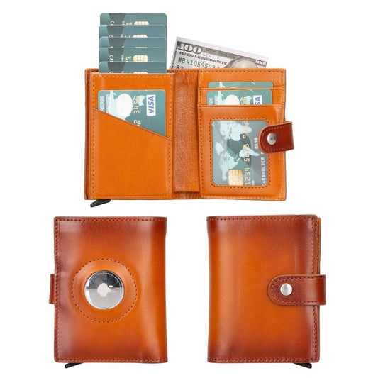 Douglas Genuine Leather Pop-Up Wallet with AirTag Slot - RFID Blocking Cardholder