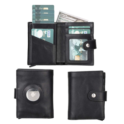 Douglas Genuine Leather Pop-Up Wallet with AirTag Slot - RFID Blocking Cardholder