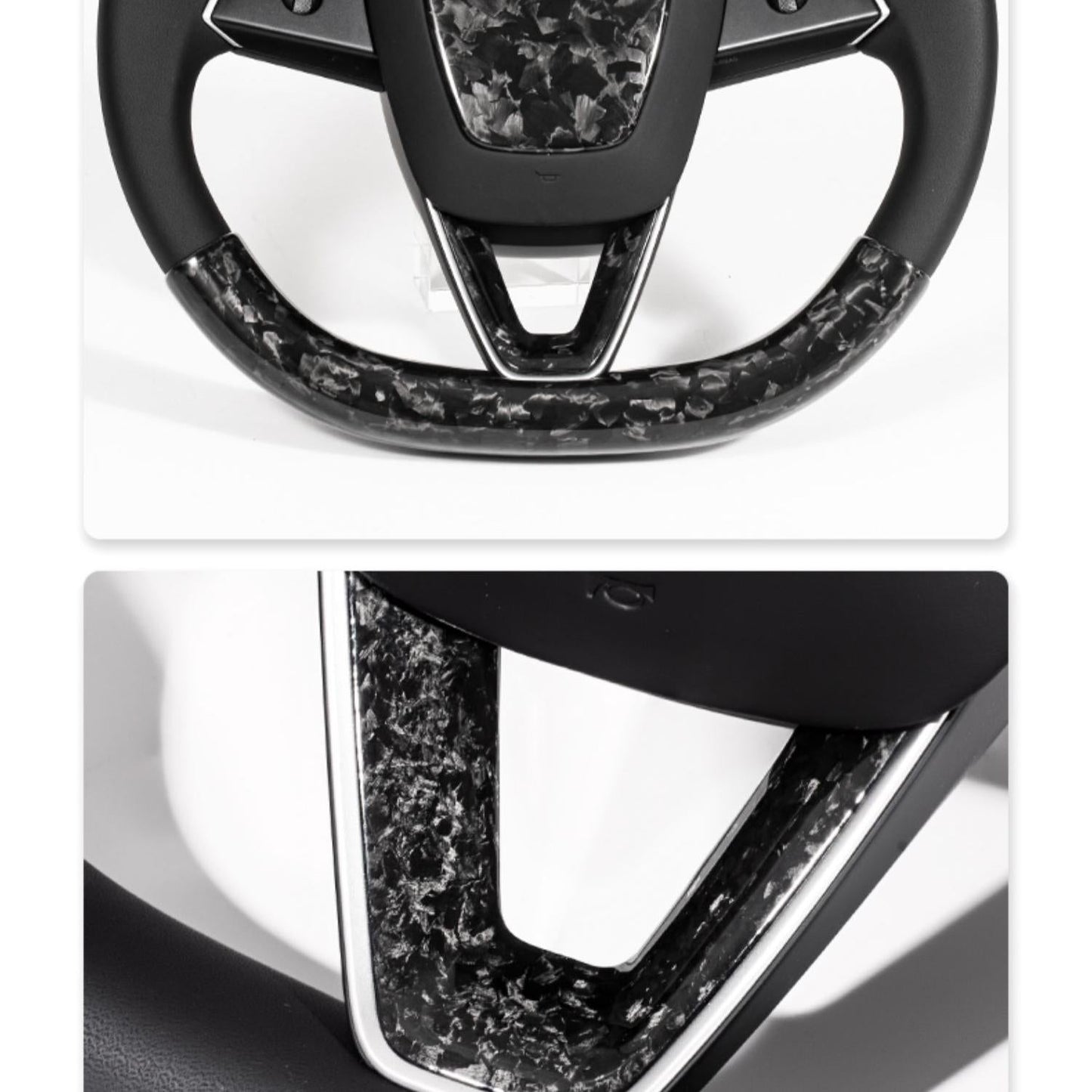 Dry Carbon Fiber Steering Wheel V-Cover for Model 3 Highland & New Model Y