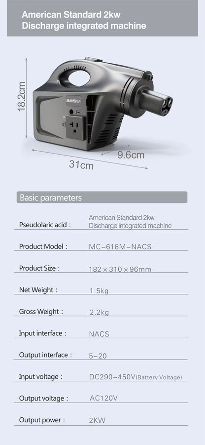 EV Discharger machine  for Model Y/ 3/ X/S, protable V2L for oudoor and camping