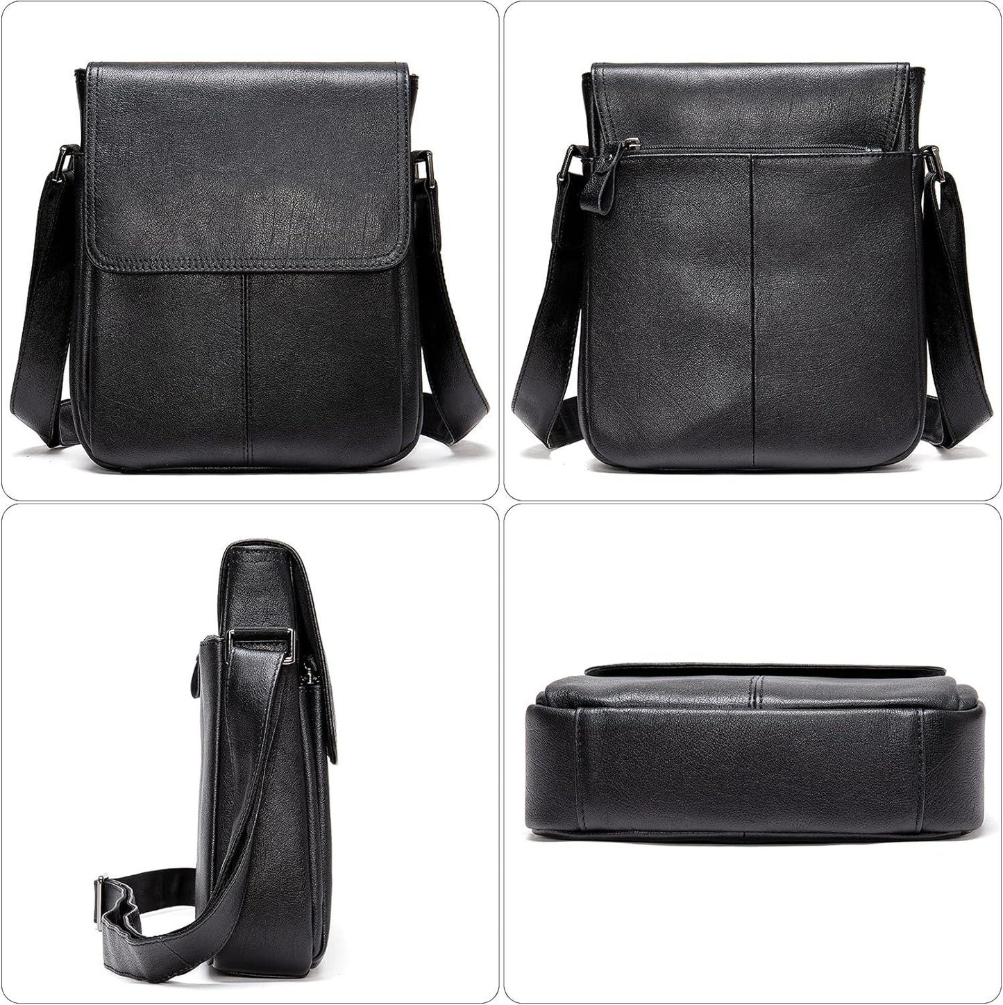 FR Fashion Co. Men's Compact Genuine Leather Crossbody Bag
