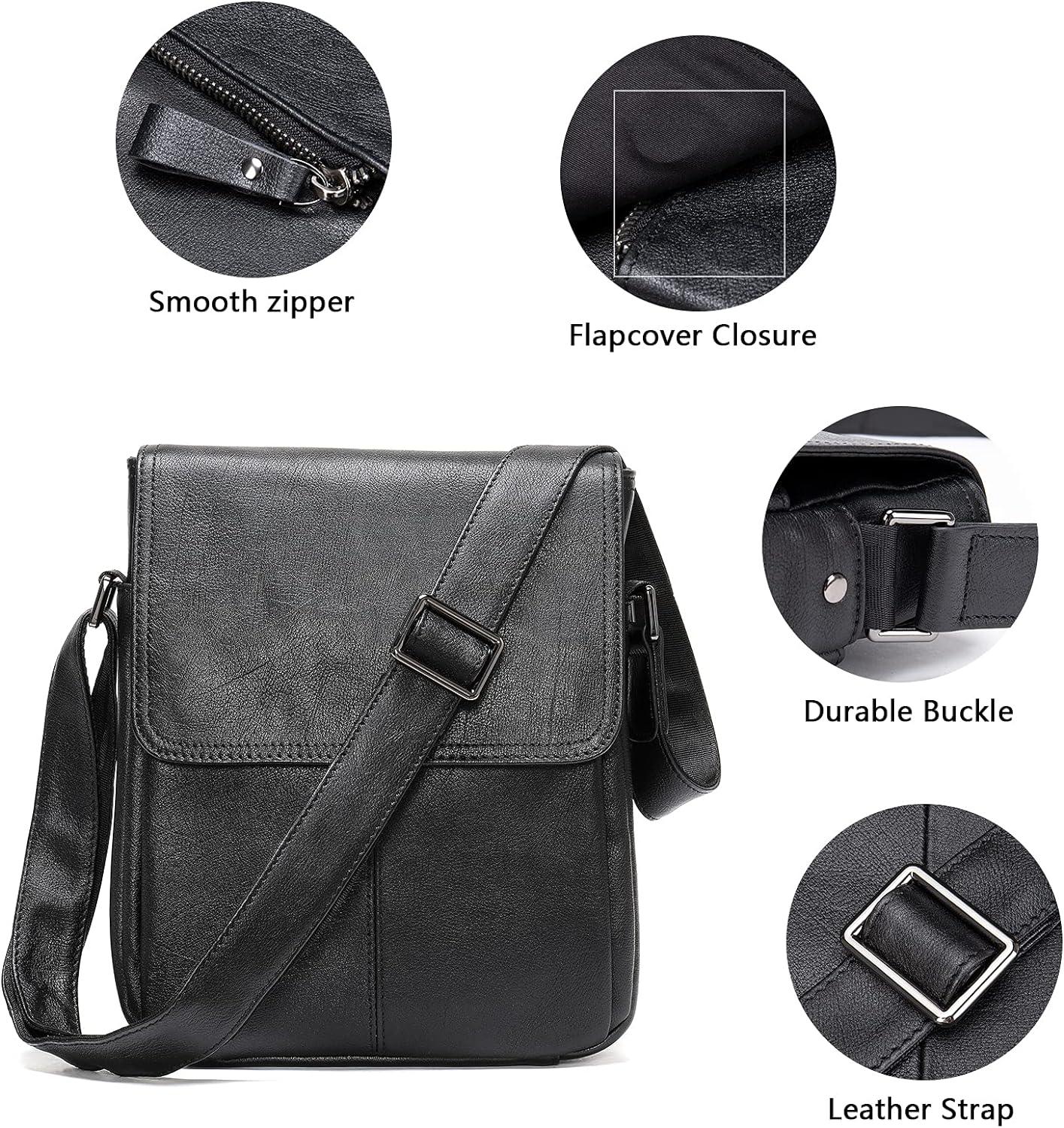 FR Fashion Co. Men's Compact Genuine Leather Crossbody Bag