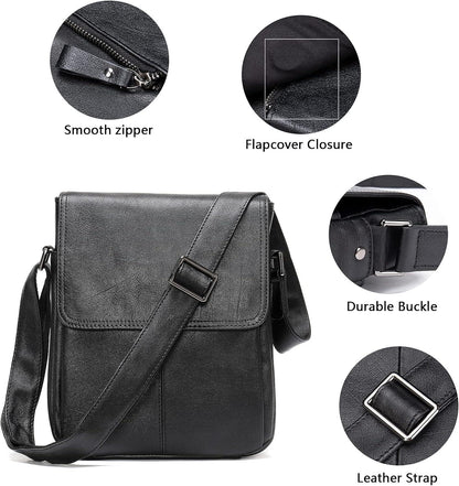 FR Fashion Co. Men's Compact Genuine Leather Crossbody Bag
