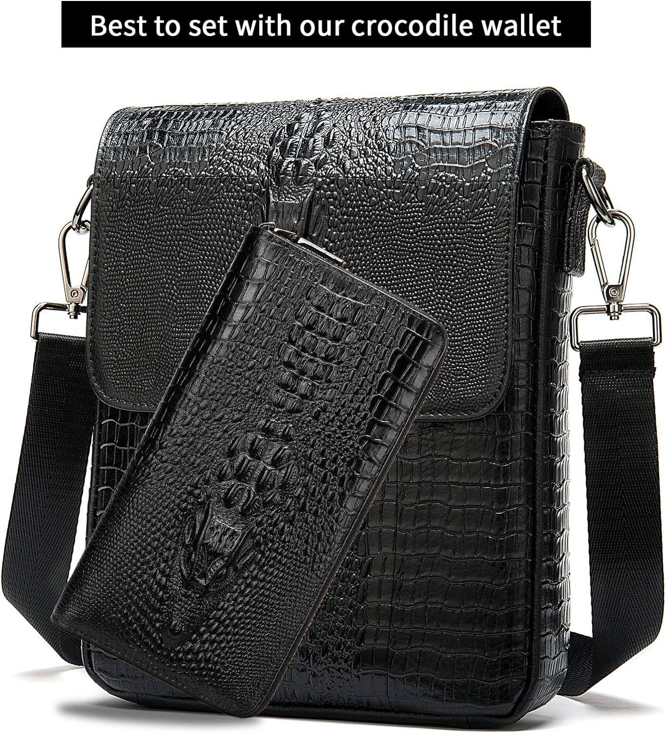 Crocodile Embossed Leather Sling Bag – Rugged & Refined