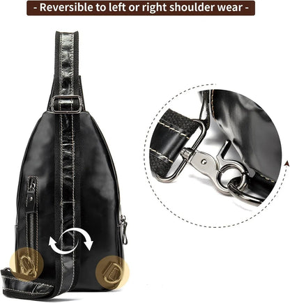 Crocodile Embossed Leather Sling Bag – Bold & Modern