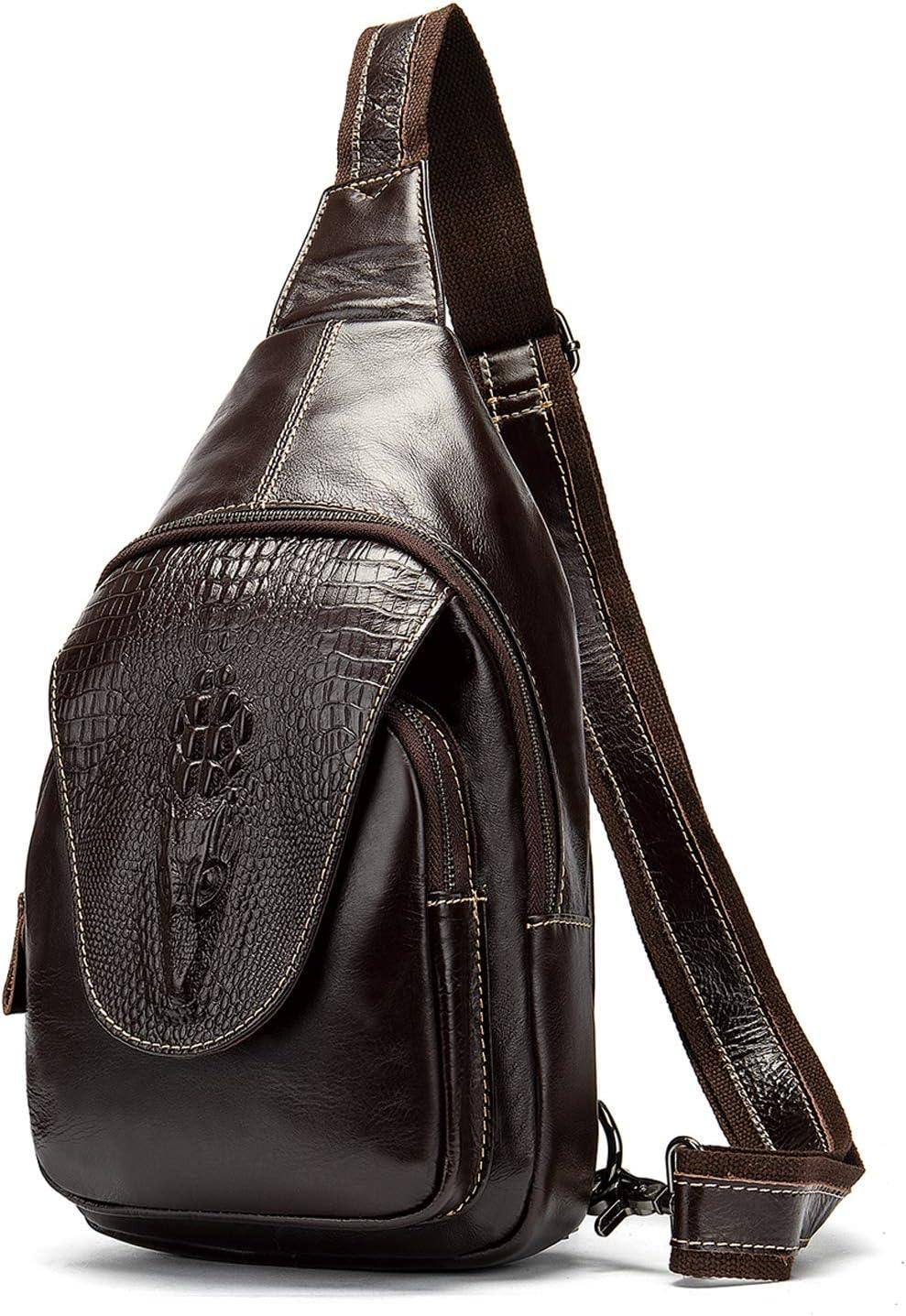 Crocodile Embossed Leather Sling Bag – Bold & Modern