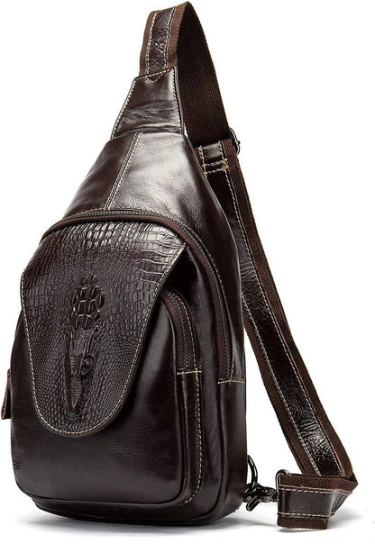Crocodile Embossed Leather Sling Bag – Bold & Modern