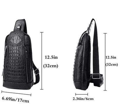 Croc Design Leather Sling Bag – Sophisticated & Practical