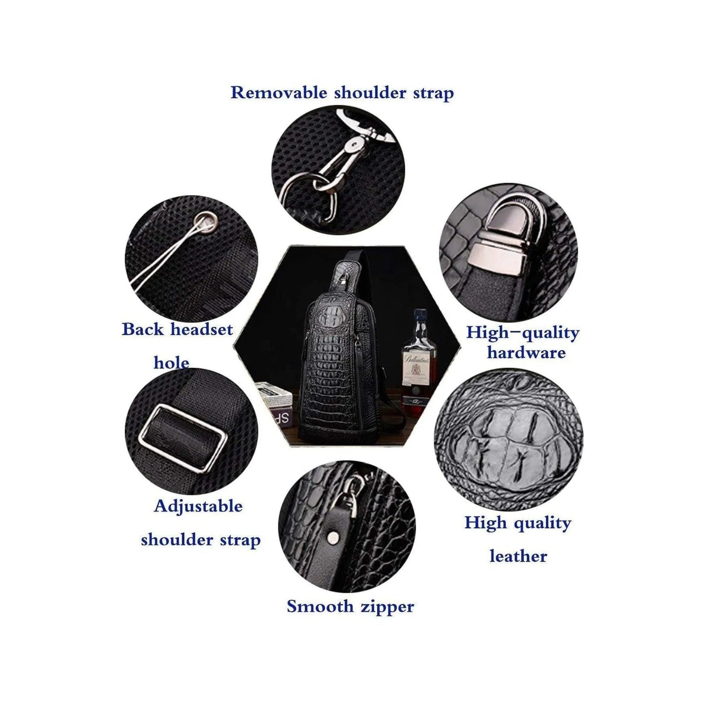 Croc Design Leather Sling Bag – Sophisticated & Practical