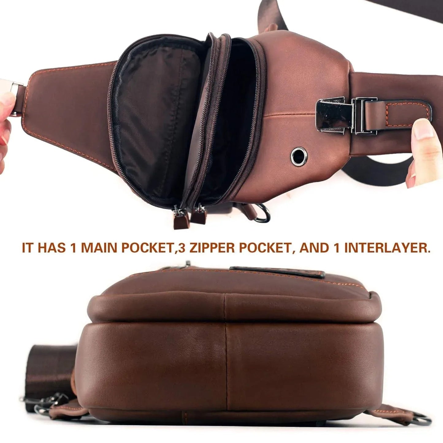 Luxury Leather Chest Sling Bag – Sleek & Functional
