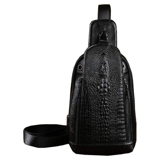 FR Fashion Co. Crocodile Pattern Genuine Leather Sling Bag