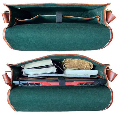Genuine Leather Crossbody Messenger Bag – Full-Grain Goat Leather 15.6″ Laptop Satchel