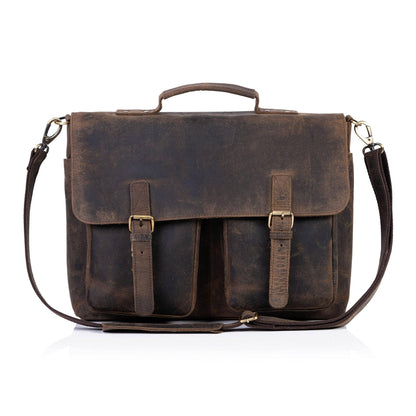 Premium Buffalo Leather Messenger Bag – Full-Grain 15.5″ Laptop Brief