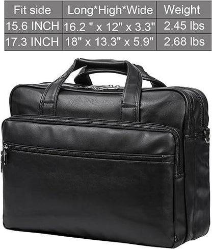 Leather Laptop Messenger Bag – Water-Resistant 15.6″ Work & Travel Briefcase