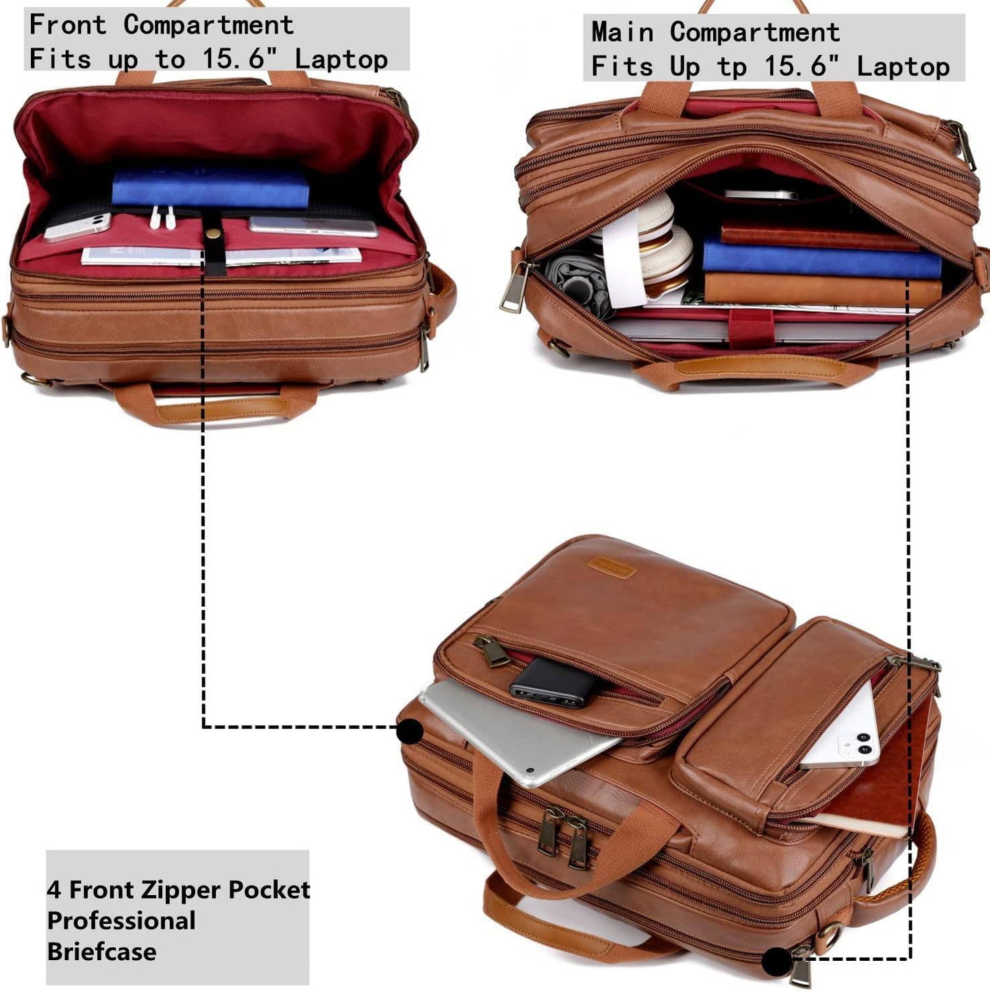 Convertible Leather Laptop Backpack – 16″ 2-in-1 Briefcase Design