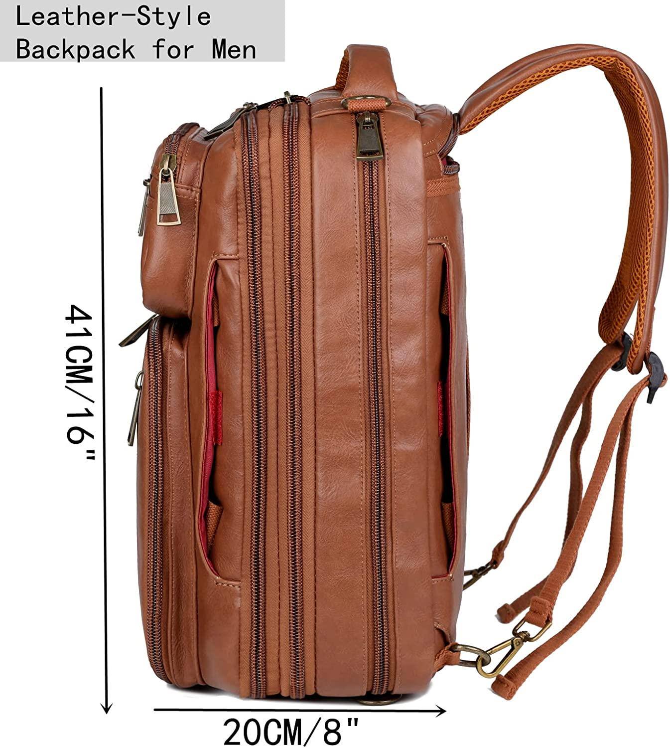 Convertible Leather Laptop Backpack – 16″ 2-in-1 Briefcase Design