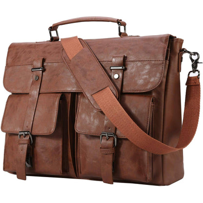 Leather Messenger Bag – Water-Resistant 15″ Work Satchel for Professionals