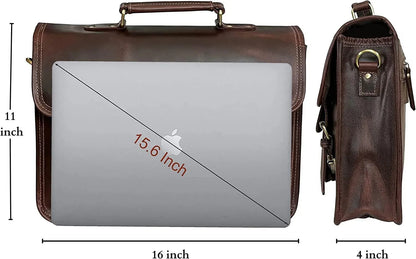 Leather Satchel Crossbody Bag – Full-Grain Buffalo Office & Travel Bag