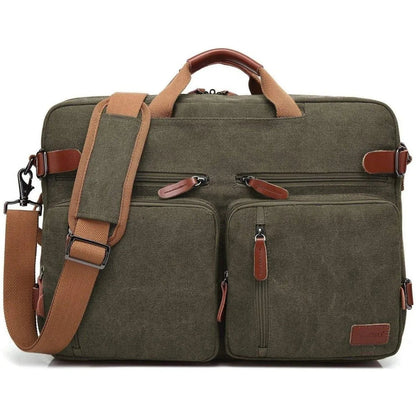 Oxford Canvas Messenger Bag – 3-in-1 Convertible Laptop Briefcase