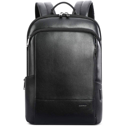 Anti-Theft Leather Backpack – Smart USB Charging & 15.6″ Laptop Compartment
