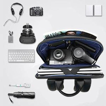 Anti-Theft Leather Backpack – Smart USB Charging & 15.6″ Laptop Compartment