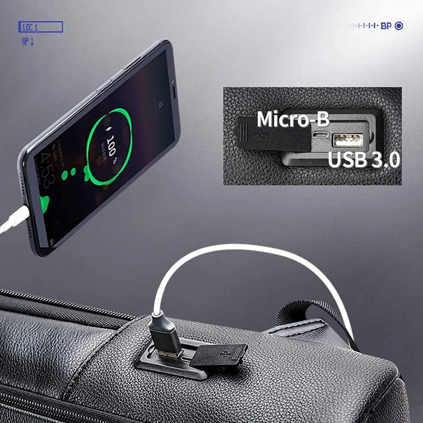 Anti-Theft Leather Backpack – Smart USB Charging & 15.6″ Laptop Compartment