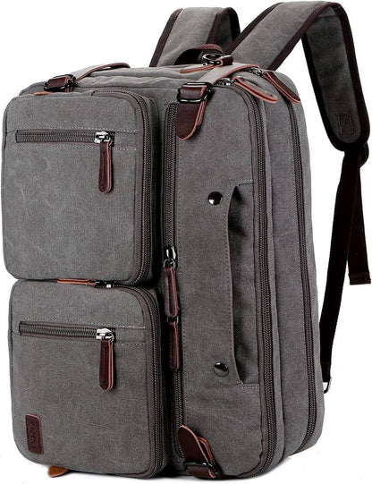 Convertible Briefcase Backpack – 3-in-1 Laptop Bag (17″) with Red Lining