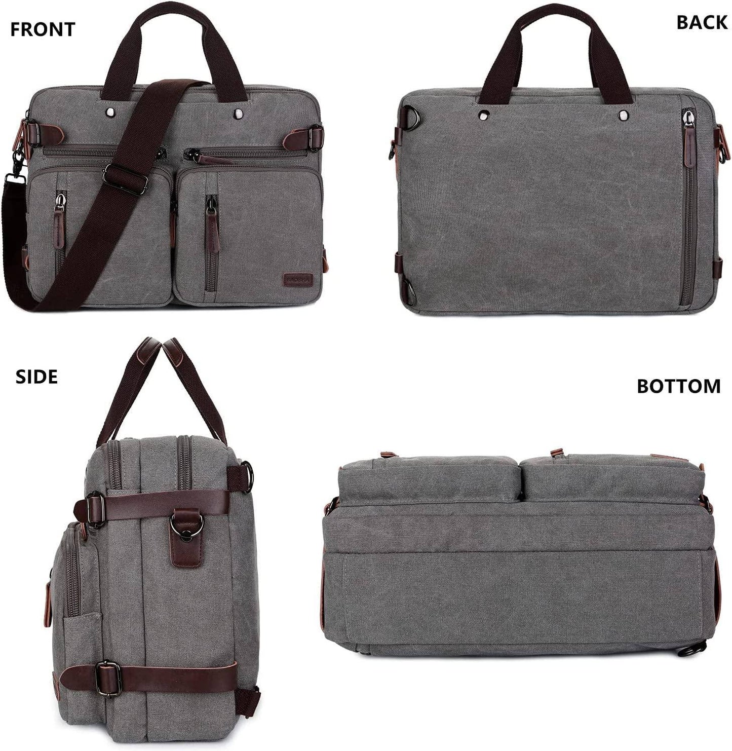 Convertible Briefcase Backpack – 3-in-1 Laptop Bag (17″) with Red Lining