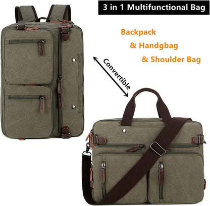 Convertible Briefcase Backpack – 3-in-1 Laptop Bag (17″) with Red Lining