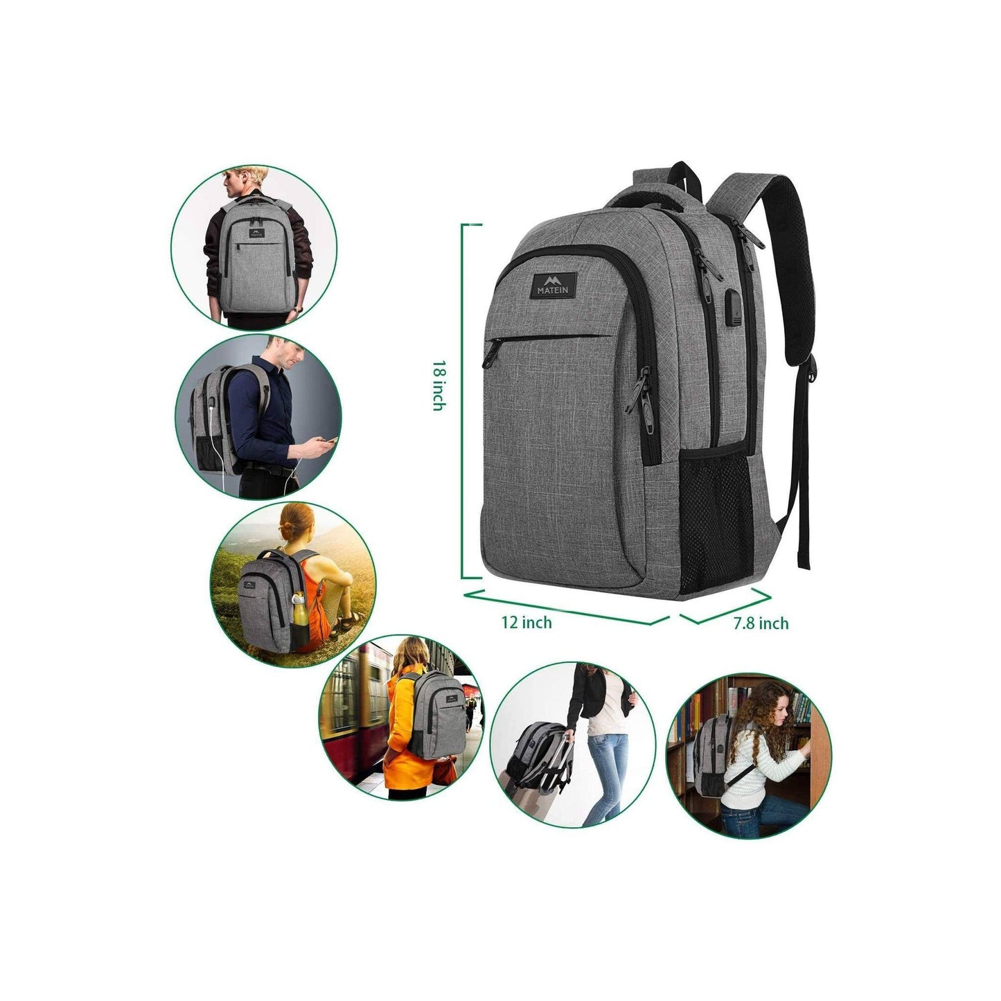 18" Anti-Theft Travel Backpack – Secure & Connected