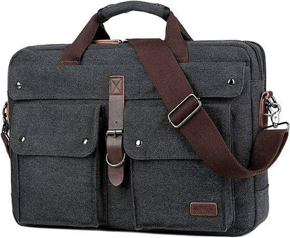 Washed Canvas Laptop Bag – Lightweight 17″ Work & Travel Briefcase