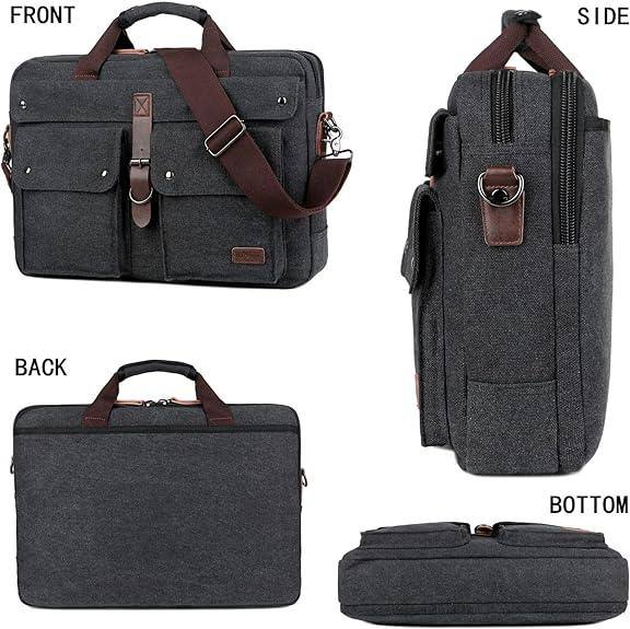 Washed Canvas Laptop Bag – Lightweight 17″ Work & Travel Briefcase