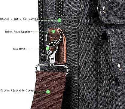 Washed Canvas Laptop Bag – Lightweight 17″ Work & Travel Briefcase