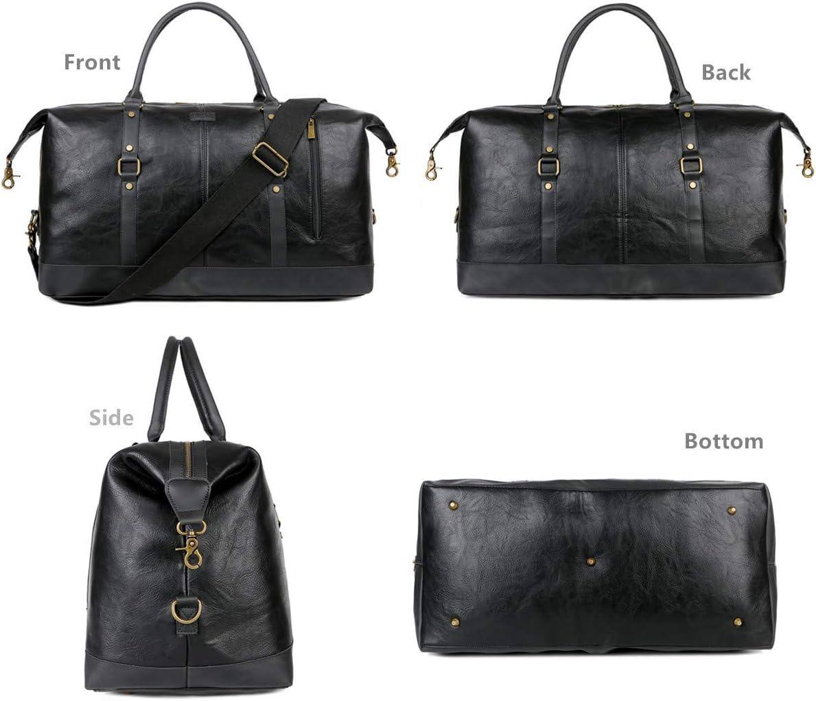 Leather Travel Duffel Bag – Vintage Vegan Carry-On Weekender