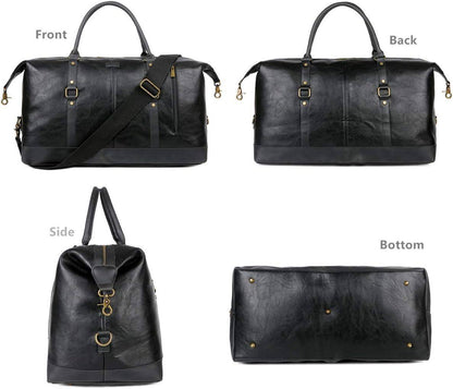 Leather Travel Duffel Bag – Vintage Vegan Carry-On Weekender