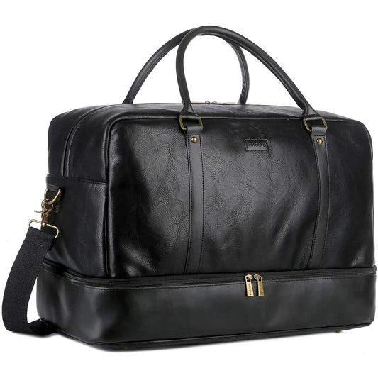 20″ Stylish Duffle Bag – Vegan Leather Weekender with Real Leather Accents