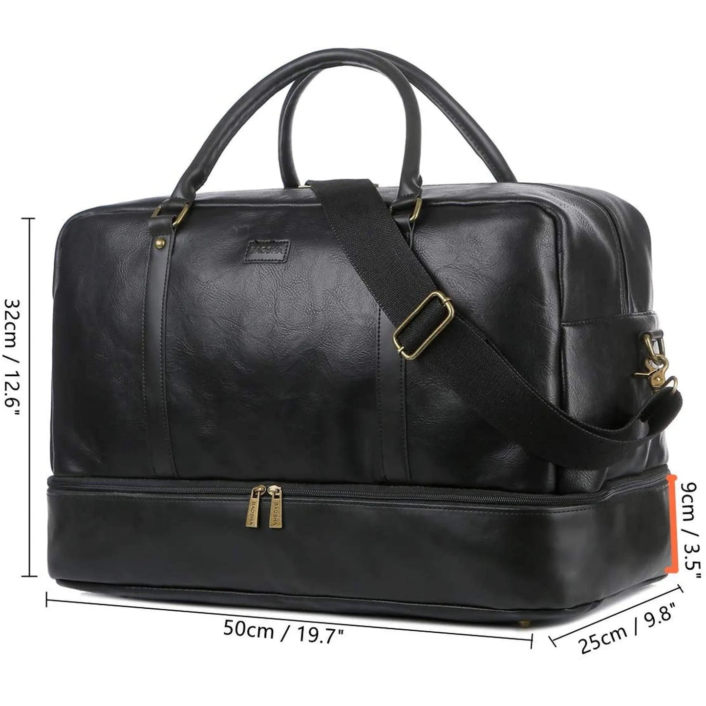 20″ Stylish Duffle Bag – Vegan Leather Weekender with Real Leather Accents