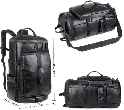 Soft Leather Duffel Bag – 40L Convertible Vegan Travel Bag