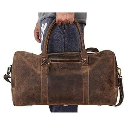 Buffalo Leather Duffel Bag – Vintage Distressed Weekender (20")
