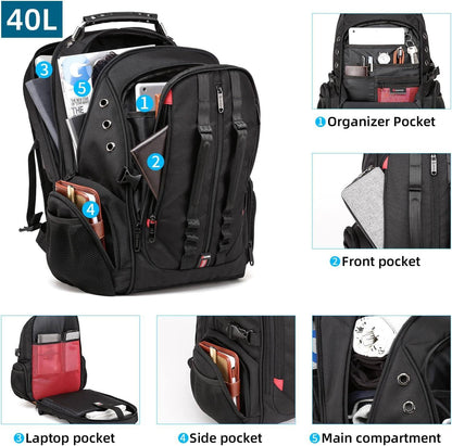 Large Laptop Backpack – 40L TSA-Approved Oxford Travel Pack