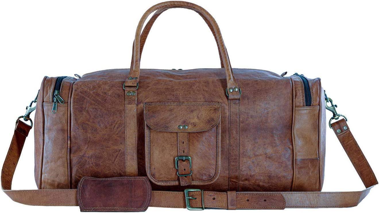 Full Grain Leather Duffel Bag – 21″ Cabin-Ready Weekender