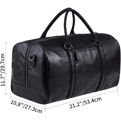 21″ Oversized Leather Travel Duffel Bag – Premium 52L Weekender