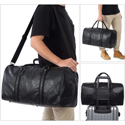 21″ Oversized Leather Travel Duffel Bag – Premium 52L Weekender