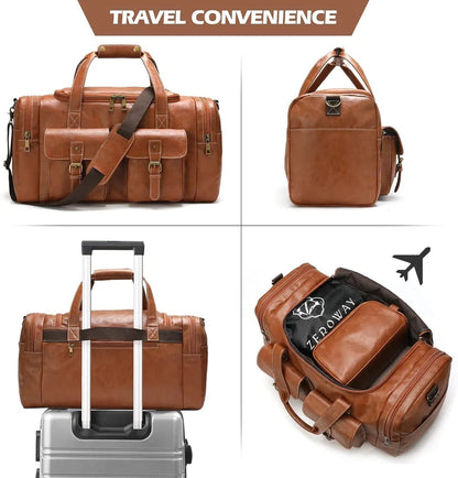 Leather Travel Set – 3-Piece PU Leather Duffel, Toiletry & Laundry Bag