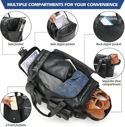 Leather Travel Set – 3-Piece PU Leather Duffel, Toiletry & Laundry Bag