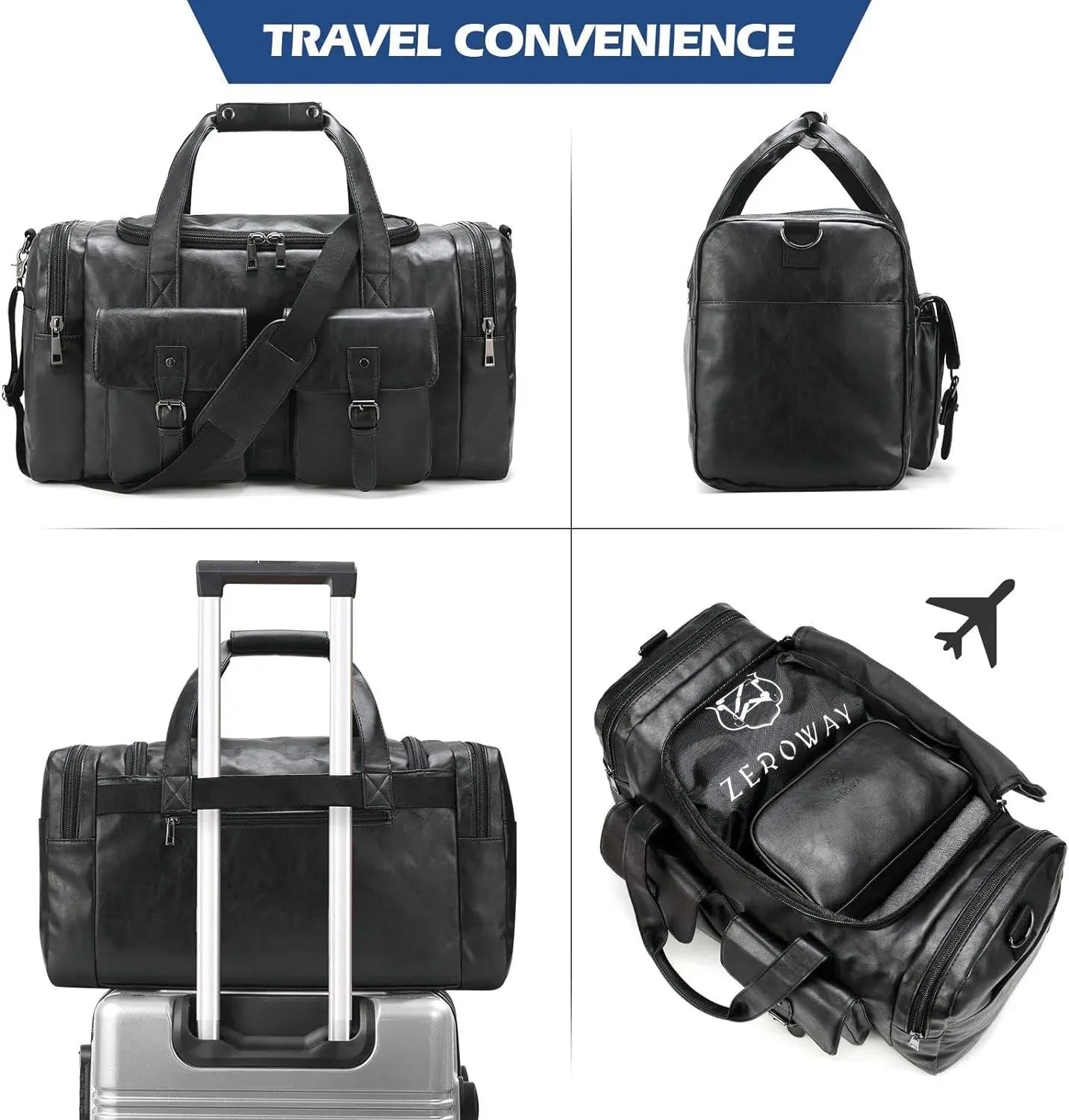 Leather Travel Set – 3-Piece PU Leather Duffel, Toiletry & Laundry Bag