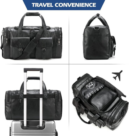 Leather Travel Set – 3-Piece PU Leather Duffel, Toiletry & Laundry Bag